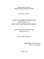 Nghiên cứu phương pháp phân tích một số dạng as, se trong một số đối tượng môi trườngluận án TS  hóa học62 44 01 18 