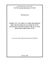 Nghiên cứu tác động của biến đổi khí hậu đến chuyển đổi cơ cấu kinh tế vùng duyên hải nam trung bộ và đề xuất giải pháp phát triển bền vững 
