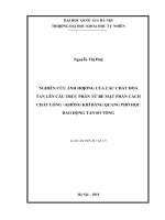 Nghiên cứu ảnh hưởng của các chất hòa tan lên cấu trúc phân tử bề mặt phân cách chất lỏng   không khí bằng quang phổ học dao động tần số tổng  