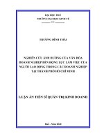 Nghiên cứu ảnh hưởng của văn hóa doanh nghiệp đến động lực làm việc của người lao động trong các doanh nghiệp tại thành phố hồ chí minh