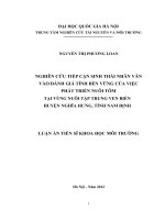 Nghiên cứu tiếp cận sinh thái nhân văn vào đánh giá tính bền vững của việc phát triển nuôi tôm tại vùng nuôi tập trung ven biển huyện nghĩa hưng, tỉnh nam định  và bảo vệ môi trường 