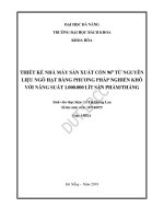 Thiết kế nhà máy sản xuất cồn 96 độ từ nguyên liệu ngô hạt bằng phương pháp nghiền khô với năng suất 1 000 000 lít sản phẩm tháng 
