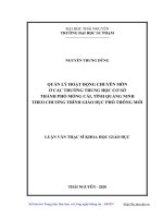 Quản lý hoạt động chuyên môn ở các trường trung học cơ sở thành phố móng cái, tỉnh quảng ninh theo chương trình giáo dục phổ thông mới 
