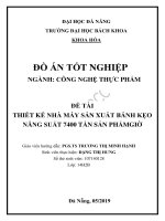 Thiết kế nhà máy sản xuất bánh kẹo năng suất 7400 tấn sản phẩm năm gồm 2 mặt hàng bánh cupcake kem chanh dây năng suất 3800 tấn sản phẩm năm và kẹo dẻo jelly canxi vitamin d 3600 tấn sản phẩm năm 