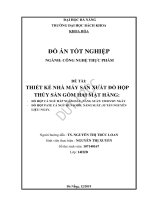 Thiết kế nhà máy sản xuất đồ hộp thủy sản gồm hai mặt hàng đồ hộp cá ngừ hấp ngâm dầu, năng suất 150 đơn vị sản phẩm ngày và đồ hộp pate cá ngừ hun khói, năng suất 55 tấn nguyên liệu ngày 