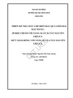 Thiết kế nhà máy chế biến rau quả gồm hai mặt hàng puree chuối với năng suất 26 tấn nguyên liệu ca và mứt xoài đông với năng suất 6 tấn nguyên liệu ca 