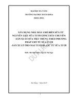 Thiết kế nhà máy chế biến sữa từ nguyên liệu sữa tươi gồm 2 dây chuyền sữa tiệt trùng theo phương pháp UHT từ sữa tươi năng suất 7,6 tấn nguyên liêu ca và pho mai tươi blanc từ sữa tươi năng suất 6,8 tấn sản phẩmngày 