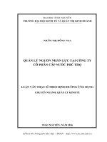 (Luận văn thạc sĩ) Quản lý nguồn nhân lực tại Công ty Cổ phần cấp nước Phú Thọ