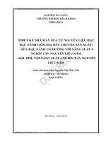 Thiết kế nhà máy sữa từ nguyên liệu hạt đậu nành gồm hai dây chuyền sản xuất sữa đậu nành có đường với năng suất 4 nghìn tấn nguyên liệu năm và đậu phụ với năng suất 6 nghìn tấn nguyên liệu năm 