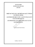Thiết kế nhà máy chế biến rau quả với hai sản phẩm chính đồ hộp nước cam ép năng suất 9 tấn sản phẩm ngày và dứa sấy khô năng suất 12 tấn sản phẩm ngày 