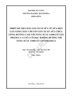 Thiết kế nhà máy sản xuất sữa từ sữa bột gầy gồm 2 dây chuyền sản xuất sữa chua uống hương cam với năng suất 11600 lít sản phẩm ca và sữa cô đặc không đường với năng suất 13400 lít sản phẩm ca 