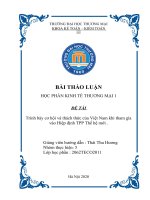 (Bài thảo luận) trình bày cơ hội và thách thức của việt nam khi tham gia vào hiệp định TPP thế hệ mới