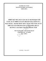 Thiết kế nhà máy sản xuất bánh kẹo với năng suất 9000 tấn sản phẩm năm, gồm có 2 mặt hàng bánh nhân mứt xoài với năng suất 3380 tấn sản phẩm năm và kẹo dẻo jelly hương cam 5620 tấn sản phẩm năm 