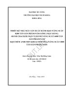 Thiết kế nhà máy sản xuất bánh kẹo với năng suất 8200 tấn sản phẩm năm, gồm có 2 mặt hàng bánh cracker mặn vị hành với năng suất 4400 tấn sản phẩm năm, kẹo mềm anbumin khoai môn dừa với năng suất 3800 tấn sản phẩm năm 