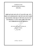Thiết kế nhà máy sữa từ nguyên liệu sữa bột gầy gồm hai dây chuyền sản xuất kem que hương việt quất với năng suất 8 tấn sản phẩm ca và sữa chua nho với năng suất 9800 kilogam sản phẩm ca 