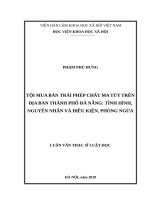 Tội mua bán trái phép chất ma túy trên địa bàn thành phố đà nẵng tình hình, nguyên nhân và điều kiện, phòng ngừa