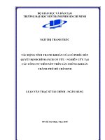 tác động tính thanh khoản của cổ phiếu đến quyết địnhchính sách cổ tức   nghiên cứu tại các công ty niêm yết trên sàn chứng khoán thành phố hồ chí minh 