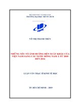 những yếu tố ảnh hưởng đến xuất khẩu của việt nam sang các nước đông nam á từ 2005 đến 2016 