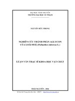 (Luận văn thạc sĩ) Nghiên cứu thành phần Aglycon của loài huệ (Polianthes tuberosa L.)
