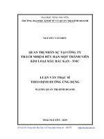 Quản trị nhân sự tại công ty trách nhiệm hữu hạn một thành viên kim loại màu bắc kạn   TMC 