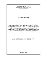 Tổ chức quản lý hoạt động giáo dục văn hóa địa phương thông qua di sản văn hóa phi vật thể hát xoan cho học sinh trong các trường trung học cơ sở thành phố việt trì, tỉnh phú thọ đáp ứng chương trình giáo dục phổ thông mới 