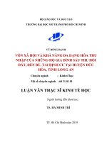 vốn xã hội và khả năng đa dạng hóa thu nhập của những hộ gia đình sau thu hồi đất, đền bù, tái định cư tại huyện đức hòa, tỉnh long an 
