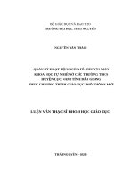 Quản lý hoạt động của tổ chuyên môn khoa học tự nhiên ở các trường THCS huyện lục nam, tỉnh bắc giang theo chương trình giáo dục phổ thông mới 