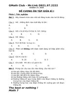 ĐỀ CƯƠNG GIỮA KÌ I - LỚP 7