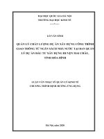 Quản lý chất lượng dự án xây dựng công trình giao thông từ ngân sách nhà nước tại ban quản lý dự án đầu tư xây dựng huyện mai châu, tỉnh hòa bình