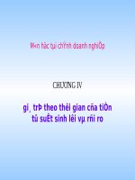 CHƯƠNG 4 GIÁ TRỊ THEO THỜI GIAN CỦA TIỀN. TỶ SUẤT SINH LỜI VÀ RỦI RO