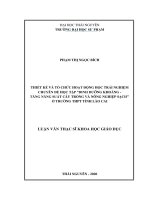 Thiết kế và tổ chức hoạt động trải nghiệm chuyên đề học tập dinh dưỡng khoáng  tăng năng suất cây trồng và nông nghiệp sạch ở trường THPT tỉnh lào cai