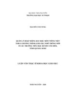 Quản lý hoạt động dạy học môn tiếng việt theo chương trình giáo dục phổ thông mới ở các trường tiểu học huyện vân đồn, tỉnh quảng ninh 