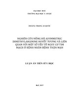 (Luận án tiến sĩ) Nghiên cứu nồng độ asymmetric dimethylarginine huyết tương và liên quan với một số yếu tố nguy cơ tim mạch ở bệnh nhân bệnh thận mạn