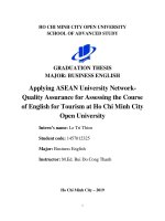 Applying ASEAN university network quality assurance for assessing the course of english for tourism at ho chi minh city open university 