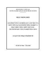 Giải pháp nâng cao động lực làm việc của nhân viên tại ngân hàng nông nghiệp và phát triển nông thôn việt nam – chi nhánh khu công nghiệp sóng thần 