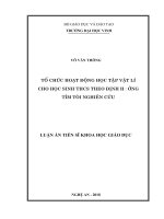 (Luận án tiến sĩ) Tổ chức hoạt động học tập vật lí cho học sinh THCS theo định hướng tìm tòi nghiên cứu