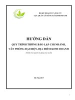 HƯỚNG DẪN QUY TRÌNH THÔNG BÁO LẬP CHI NHÁNH, VĂN PHÒNG ĐẠI DIỆN, ĐỊA ĐIỂM KINH DOANH