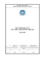 QUY TRÌNH QUẢN LÝ SỬA CHỮA, BẢO DƯỠNG THIẾT BỊ
