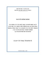 Tác động của tổ chức học tập đến hiệu suất làm việc của nhân viên thông qua sự hài lòng trong công việc và cam kết của tổ chức trong các cơ sở giáo dục nghề nghiệp tại TP  hồ chí minh 