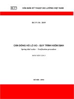 CÂN ĐỒNG HỒ LÒ XO - QUY TRÌNH KIỂM ĐỊNH Spring dial scales – Verification procedure