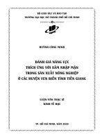 Đánh giá năng lực thích ứng với xâm nhập mặn trong sản xuất nông nghiệp ở các huyện ven biển tỉnh tiền giang 