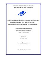 an investigation into the level of foreign language anxiety and its relationship with oral performance among english–major students at thu duc college 