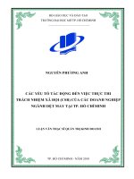 các yếu tố tác động đến việc thực thi trách nhiệm xã hội (csr) của các doanh nghiệp ngành dệt may tại tp  hồ chí minh 