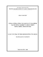 (Luận văn thạc sĩ) Tăng cường công tác quản lý tài chính tại Sở Nông nghiệp và Phát triển nông thôn, tỉnh Yên Bái