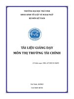TÀI LIỆU GIẢNG DẠY MÔN THỊ TRƯỜNG TÀI CHÍNH. THS. LÊ TRUNG HIẾU