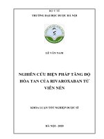 Nghiên cứu biện pháp tăng độ hòa tan của rivaroxaban từ viên nén 