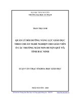Quản lý bồi dưỡng năng lực giáo dục theo chuẩn nghề nghiệp cho giáo viên ở các trường mầm non huyện quế võ, tỉnh bắc ninh