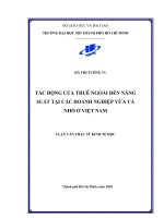 Tác động của thuê ngoài đến năng suất tại các doanh nghiệp vừa và nhỏ ở việt nam 