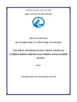 ỨNG DỤNG MÔ HÌNH SUTTON TRONG ĐÁNH GIÁ Ô NHIỄM KHÔNG KHÍ DO GIAO THÔNG Ở ĐẠI LỘ BÌNH DƯƠNG . Chủ nhiệm đề tài: ThS. Nguyễn Huỳnh Ánh Tuyết