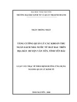 Tăng cường quản lý các khoản thu ngân sách nhà nước từ đất đai trên đia bàn huyện văn yên, tỉnh yên bái